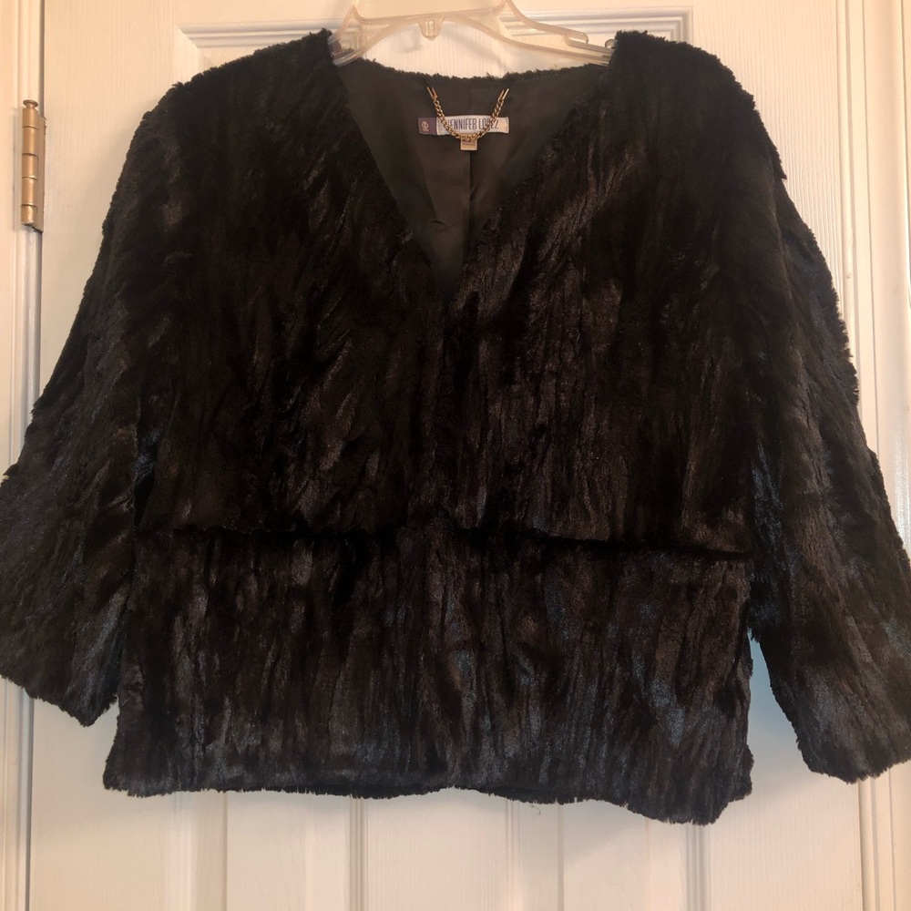 Jennifer Lopez Crop Faux Fur Blazer